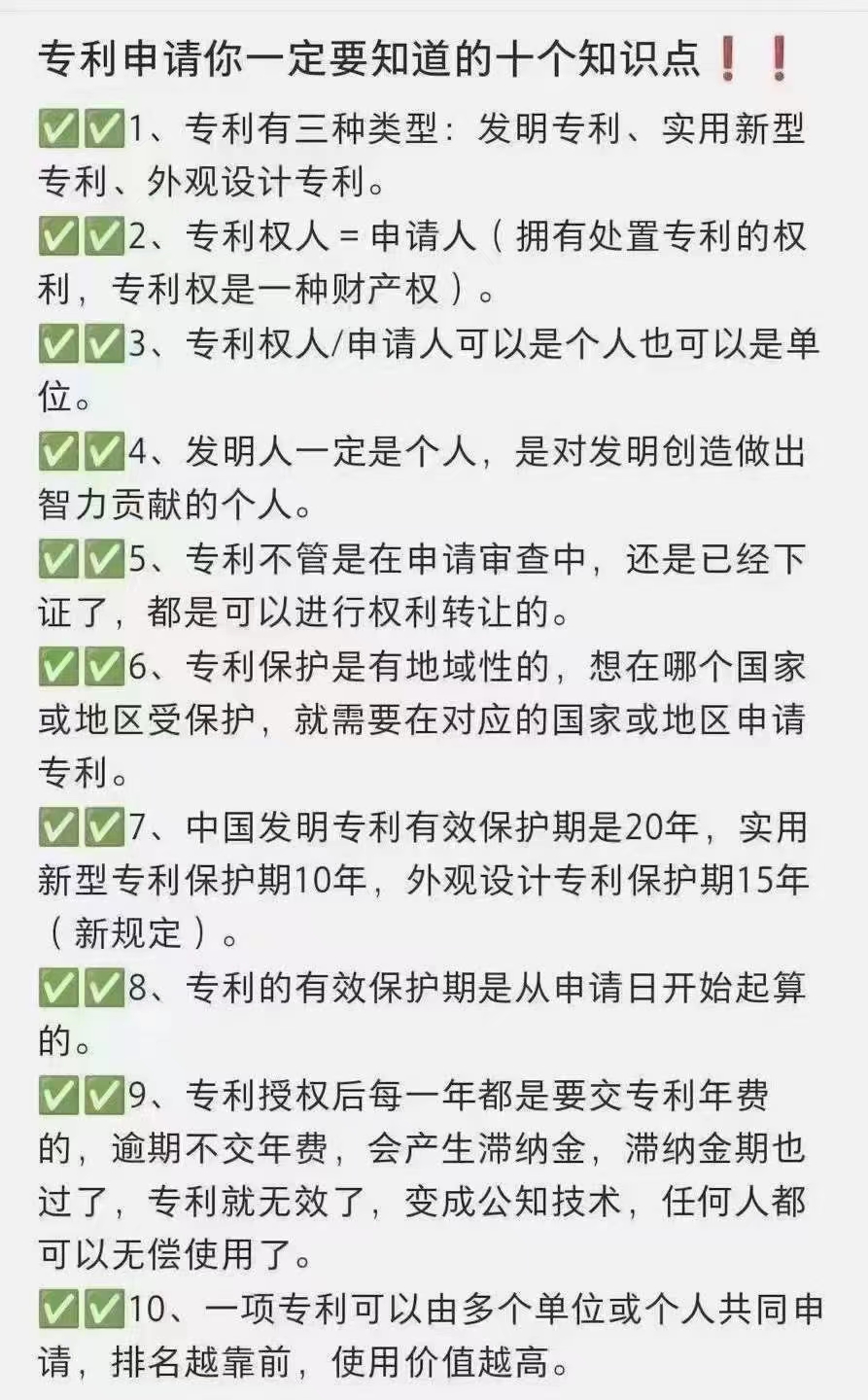  一定要知道的10个专利申请的知识点